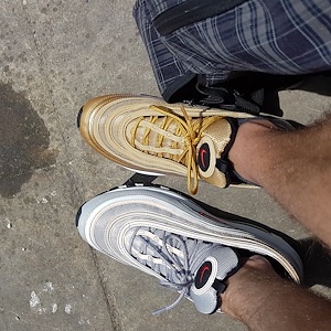 nike air max 97 gold bullet on feet