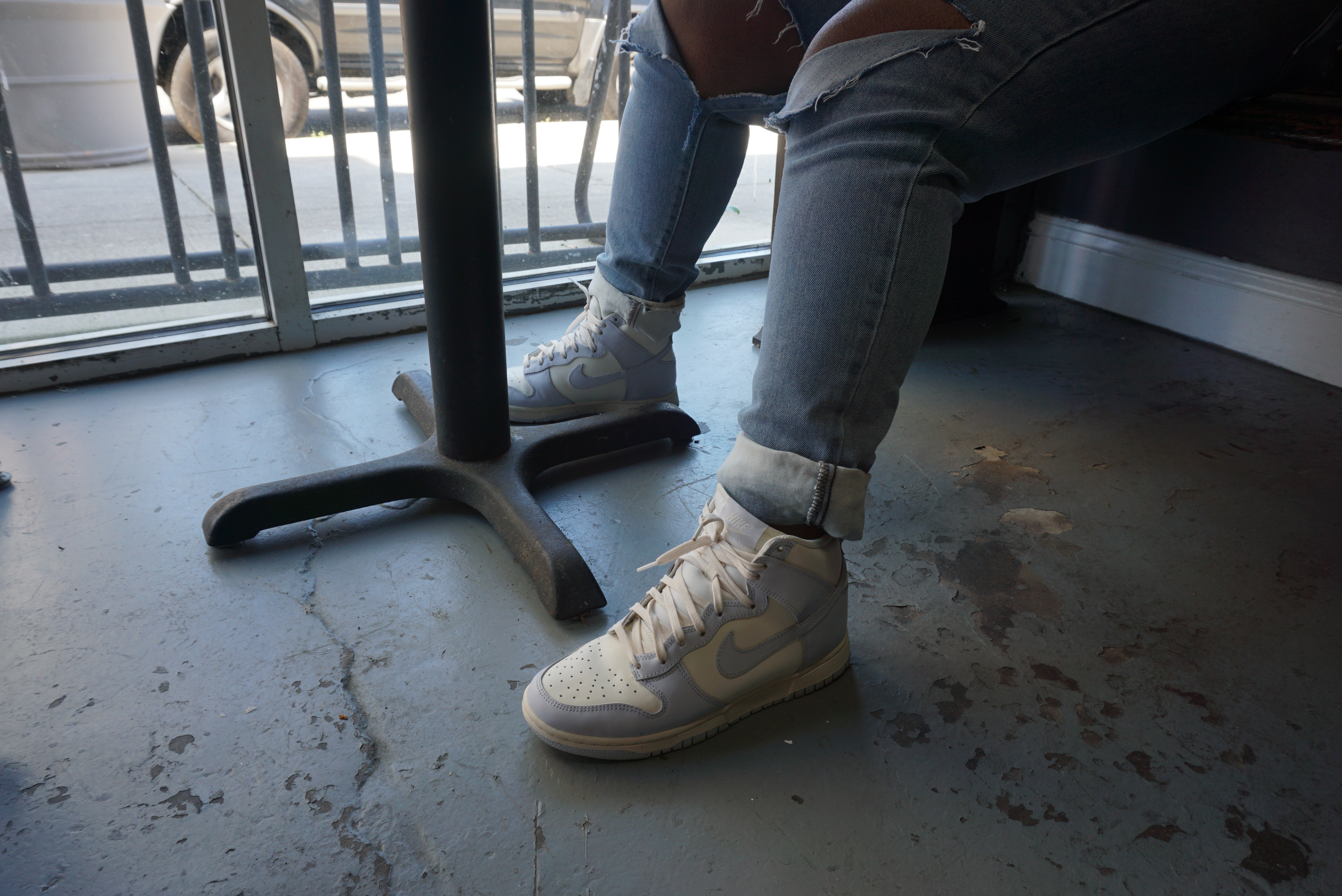 dunk football grey on feet